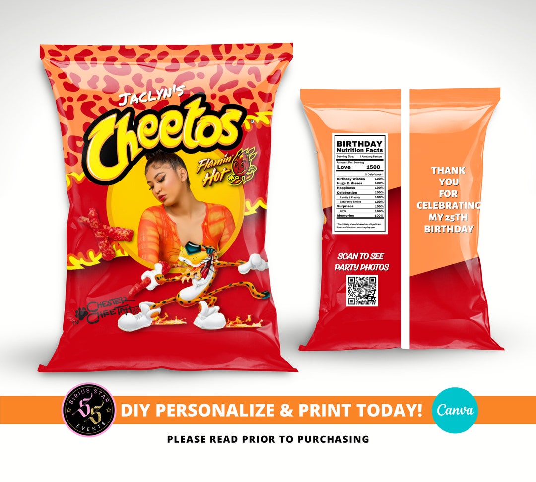 Custom Chip Bags, Cheeto Custom Bag, Personalized Cheeto Bag, Party
