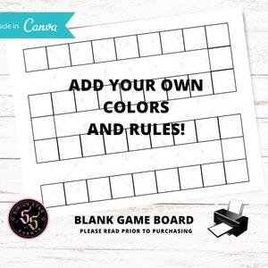 Blank game board, kids game board, adult game board, canva game board, fill in the blanks