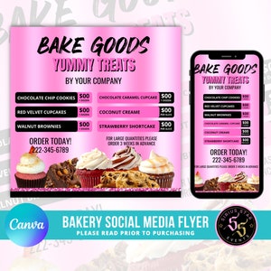 Sweet Treat flyer-sjabloon, bakkerijbedrijf, snoepbedrijf, koekjes, cupcakes flyer, traktaties advertentieflyer voor instagram, facebook