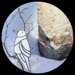 White Raven Sticker Stained Glass