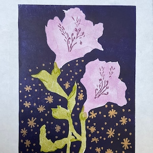 Lily of the Incas - Woodcut - Fine Art Print - Woodblock Print - Affordable Original Art - Relief Print - Botanical Art - Wall Art - Nature