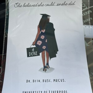 A4 Graduation Print. Personalised with name, university, degree, hair colour etc.