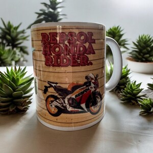 Personalised Motorcycle Mug. Repsol Honda Fireblade.