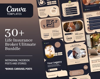 Insurance Instagram Post Templates for Canva (Digital Download)