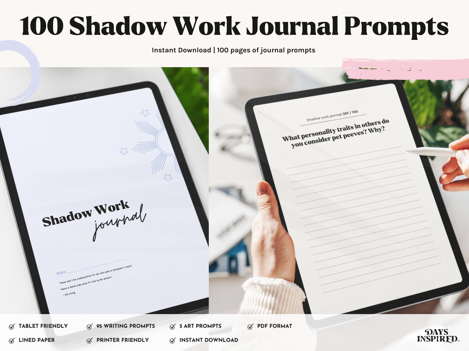 100 Shadow Work Journal Prompts Shadow Work Workbook Digital Download ...