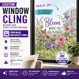Personalized Static Window Cling - Clear & Solid Backgrounds Available
