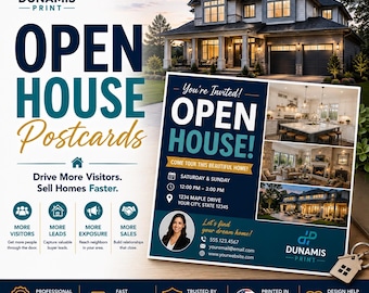 Custom Realtor Open House Postcards | Real Estate Marketing Print (16pt Cardstock)