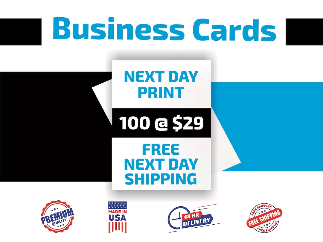 Rush Business Cards 100 Business Cards Next Day Printing Etsy