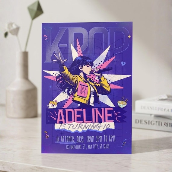 Kpop Birthday Invitation - 72 Hour Turnaround | 16pt UV Coated HD Print