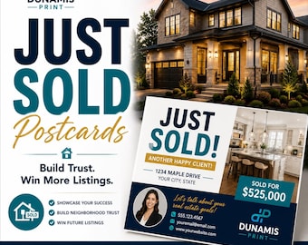 Custom "Just Sold" Postcards for Realtors | Real Estate Marketing Cards (16pt Cardstock)