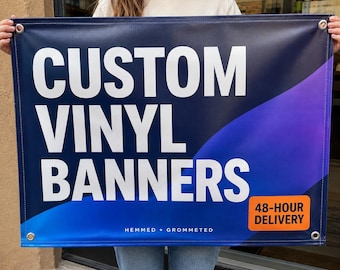 48 hour delivery, Custom Vinyl Banner, 13oz Waterproof Outdoor Business Banner Sign with Grommets