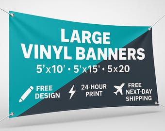 Custom Vinyl Banner: Outdoor Business Sign, Free Design & Next-Day Shipping