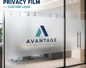 Custom Frosted Office Privacy Film, Business Logo Window Decal, Conference Room Partition Sign