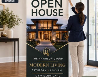 Custom Real Estate Banner, Retractable Realtor Display for Open Houses, Property Events and Model Homes