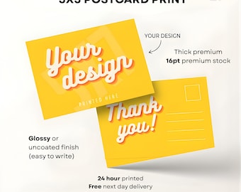 Custom 3x5 Postcard Printing: 16 pt  Glossy, Next Day Print & Shipping