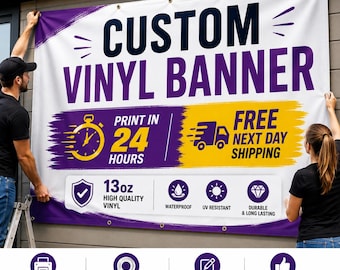 Fast Custom Vinyl Banner Printing | 13oz Quality | Quick 24hr Print & Free Next Day Shipping