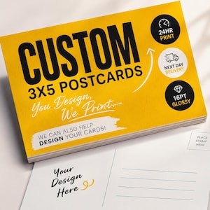 Custom 3x5 Postcard Printing: 16 pt  Glossy, Next Day Print & Shipping