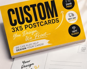 Custom 3x5 Postcard Printing: 16 pt  Glossy, Next Day Print & Shipping