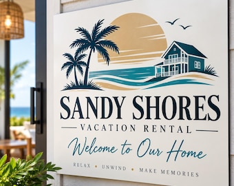Custom Vacation Rental Sign, Personalized Property Name, Welcome Message (Aluminum)