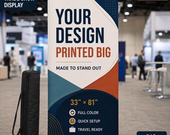 Custom Trade Show Display, 33″ x 81″ Retractable Banner Stand, Portable Business Expo Sign with Carrying Bag