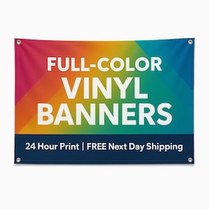Custom Banner - 13 oz vinyl – Waterproof, Hemmed Edges & Grommets – Perfect for Events, Business, and Outdoor Use – Free Overnight Shipping