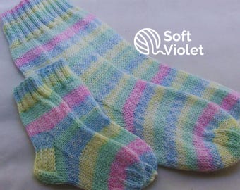 Chaussettes chaudes, confortables et durables en laine mérinos tricotées à la main pour femmes et enfants