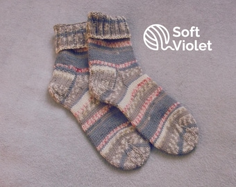 Chaussettes en fil de laine « Regia » pour femmes tricotées à la main, cadeau, socquettes