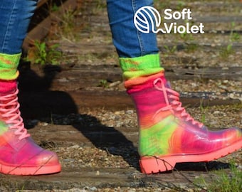 Chaussettes vintage en fil de laine « Regia » pour femmes tricotées à la main, couleurs vives 39/40
