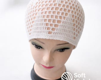 Chapeau d'été au crochet fait main, chapeau de soleil en coton, casquette unisexe pour enfants et adultes, chapeau ethnique bohème blanc, chapeau de plage léger, idée cadeau