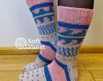 Hand-knitted women’s socks from "Regia" wool yarn
