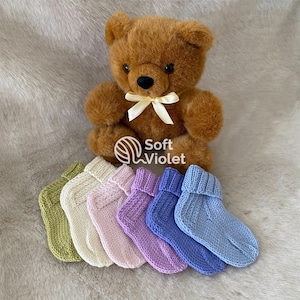 Babysokjes van merinowol (0-12 maanden), handgekit