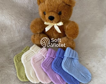Merino Wolle Baby (0-12 Monate) Socken, handgestrickt