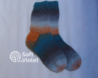 Chaussettes tricotées à la main pour femmes/hommes en fil de laine « Regia Virtuoso color »