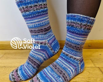 Chaussettes d'hiver pour femmes tricotées à la main en fil de laine « Regia »