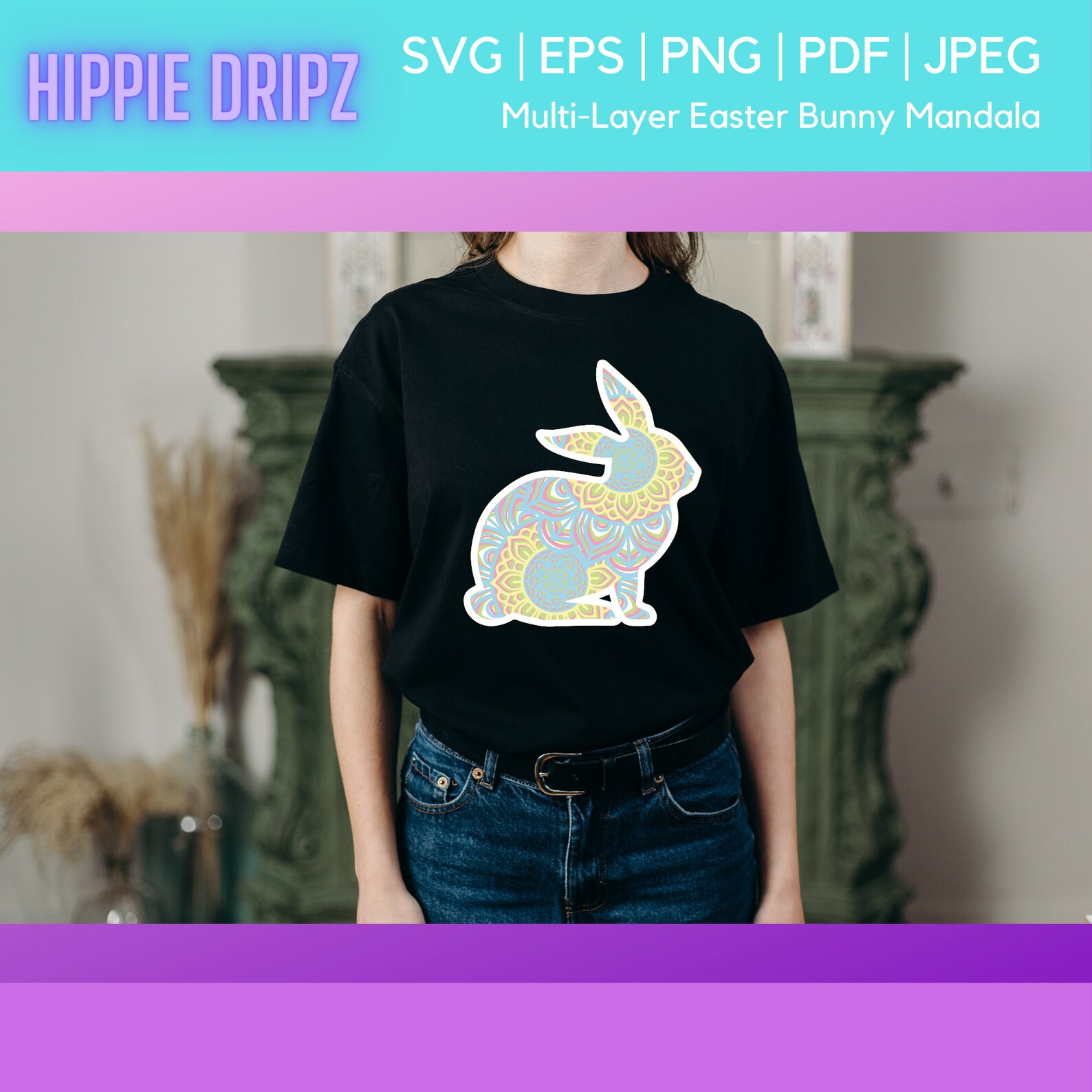 Download Easter Bunny Mandala SVG SVG files for Cricut Mandlala svg | Etsy