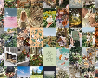 Cottagecore Wall Collage Kit, Vintage Wall Collage Kit Boho, Cottagecore Decor, collage kit wall decor, aesthetic room decor