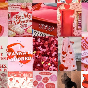 Red Valentine's Day Wall Collage Kit, Lovecore Aesthetic Background, Room Decor Aesthetic Poster, Pink backdrop image 4