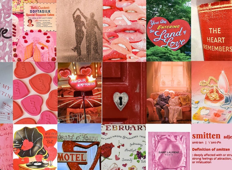 Red Valentine's Day Wall Collage Kit, Lovecore Aesthetic Background, Room Decor Aesthetic Poster, Pink backdrop image 7