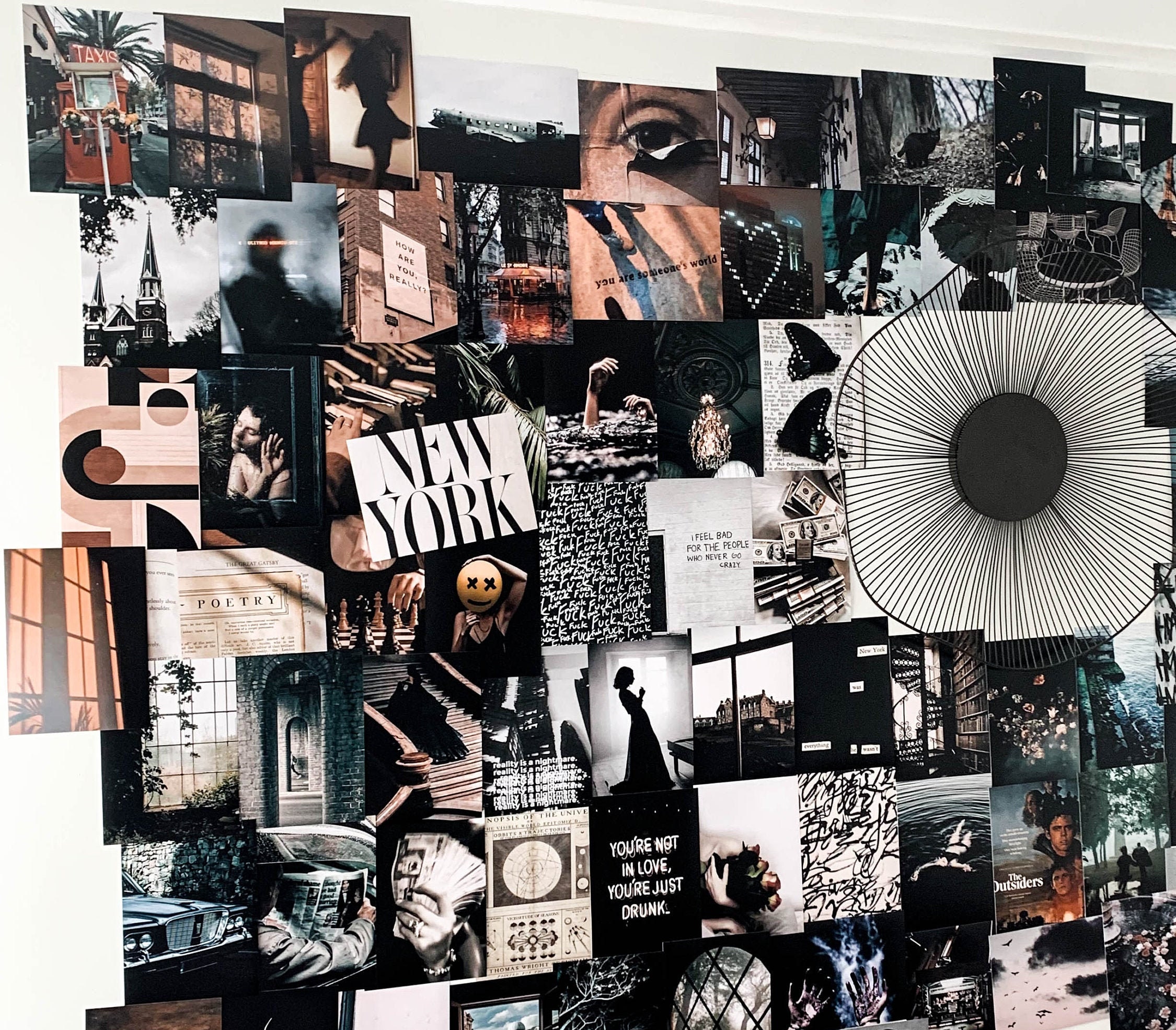 Lovedmore Grunge Aesthetic Wall Collage Kit - 40pcs 4x6inch Dark & Black Picture Set for Dorm & Bedroom Room Decor