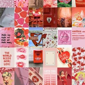 Red Valentine's Day Wall Collage Kit, Lovecore Aesthetic Background, Room Decor Aesthetic Poster, Pink backdrop image 10