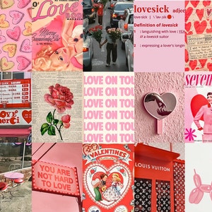 Red Valentine's Day Wall Collage Kit, Lovecore Aesthetic Background, Room Decor Aesthetic Poster, Pink backdrop image 5