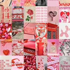 Red Valentine's Day Wall Collage Kit, Lovecore Aesthetic Background, Room Decor Aesthetic Poster, Pink backdrop image 9