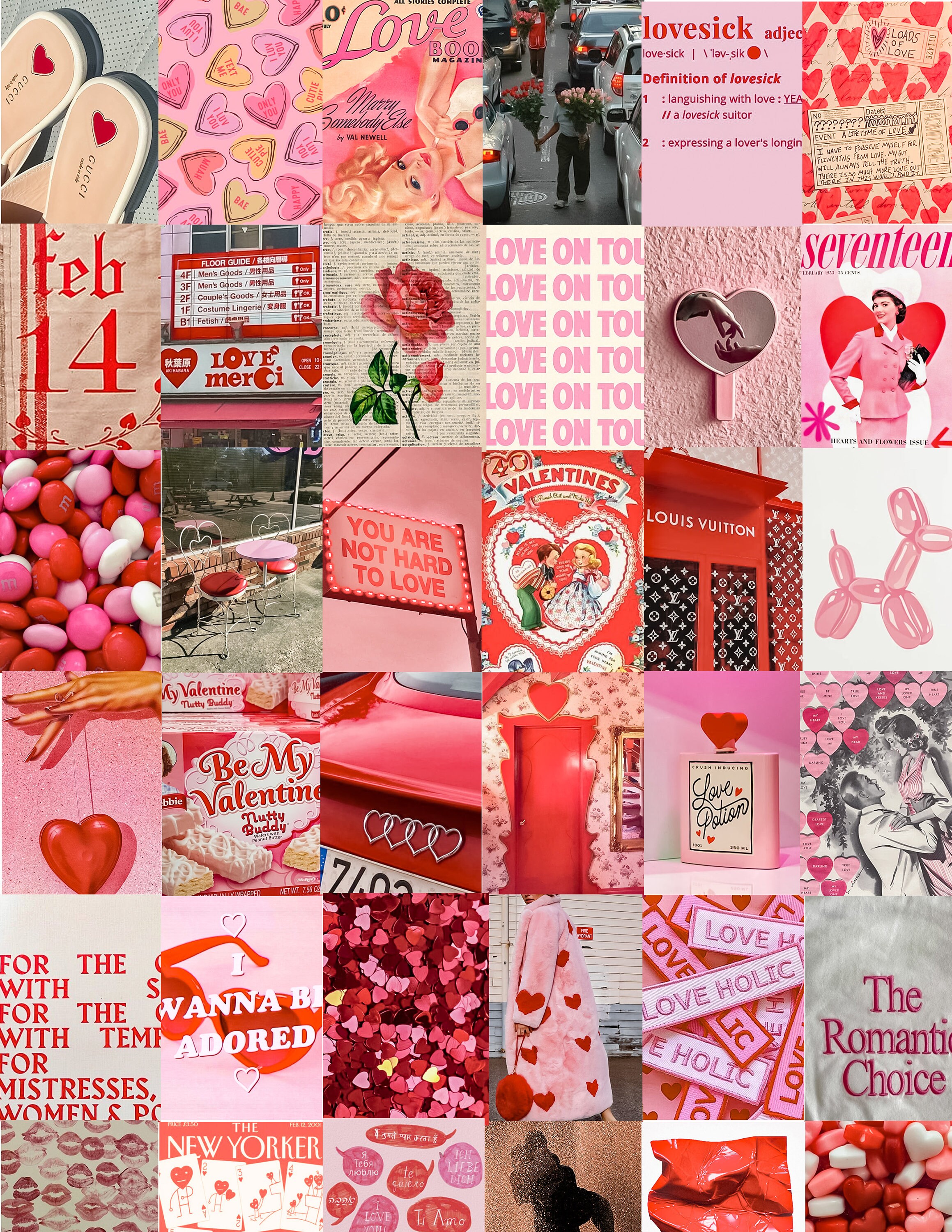 Red Valentine's Day Wall Collage Kit, Lovecore Aesthetic Background, Room  Decor Aesthetic Poster, Pink Backdrop 