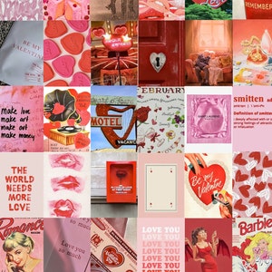 Red Valentine's Day Wall Collage Kit, Lovecore Aesthetic Background, Room Decor Aesthetic Poster, Pink backdrop image 2