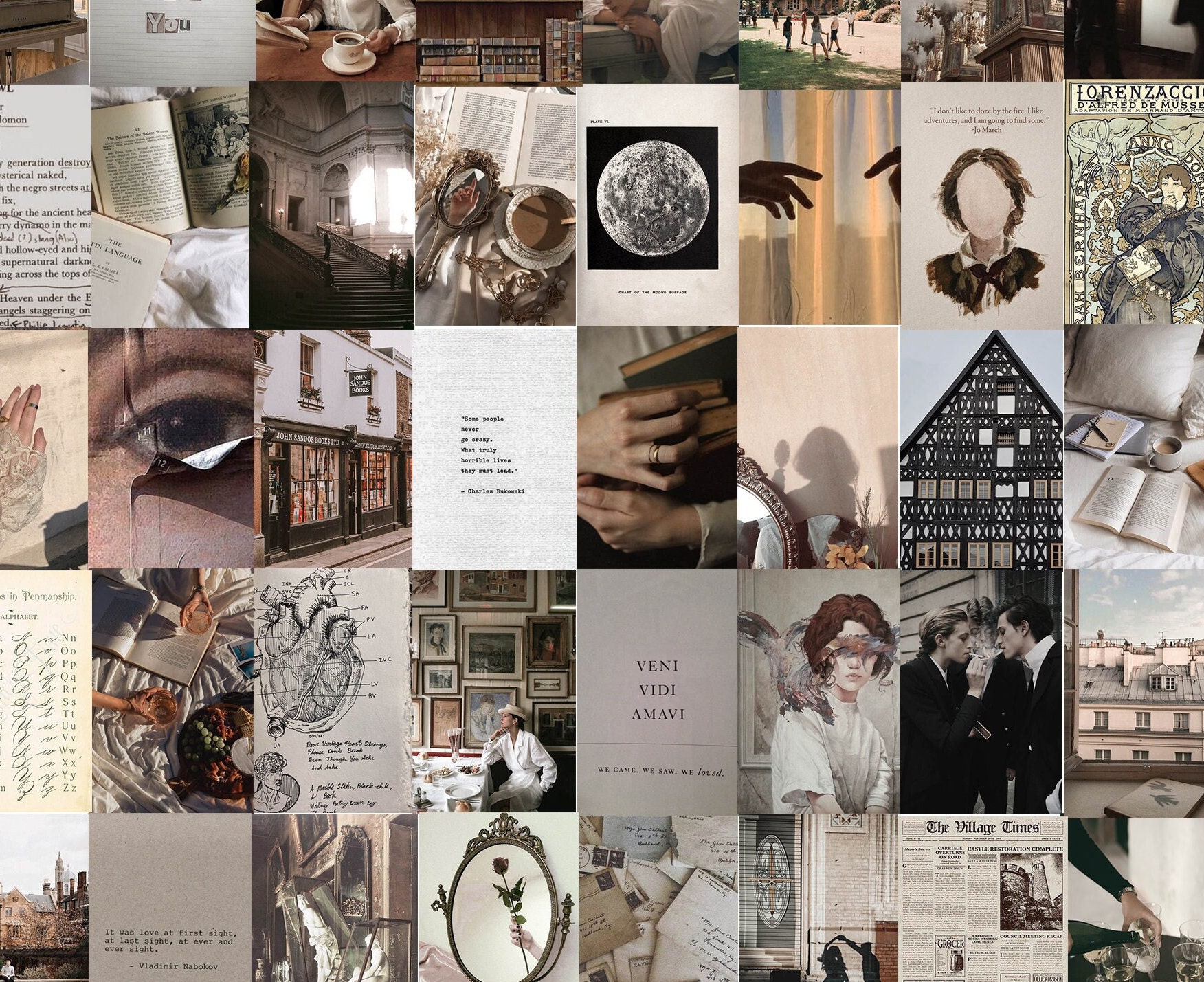 140 Light Academia Collage Kit Digital Prints Tumblr Room Etsy Uk
