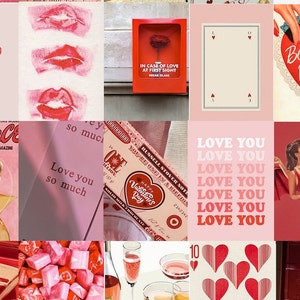 Red Valentine's Day Wall Collage Kit, Lovecore Aesthetic Background, Room Decor Aesthetic Poster, Pink backdrop image 8