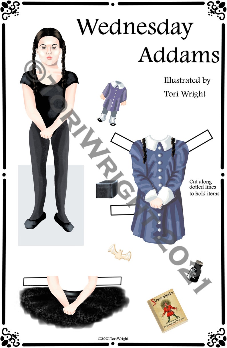PAPER DOLL Wednesday Addams Addams Family Halloween Etsy México