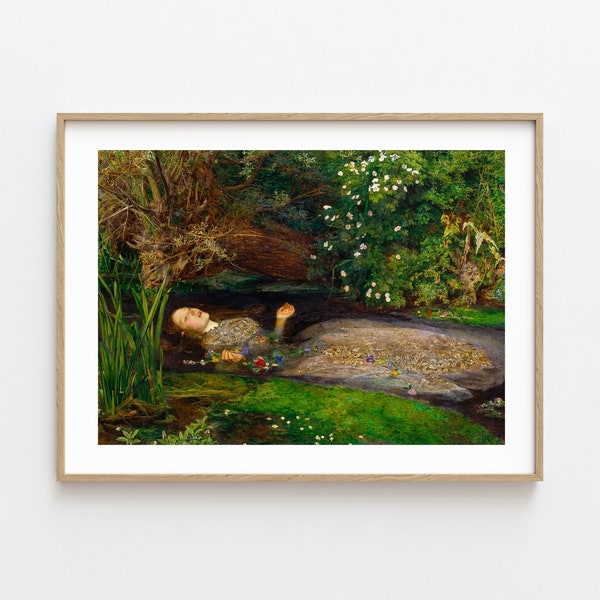 Impressão de Ofélia, Pôster de Ofélia de John Everett Millais, Pinturas Famosas de Mestres Antigos, Arte Clássica Vintage, Hamlet, Impressão Giclée de Alta Qualidade
