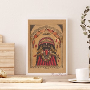 Sri Sri Kali Print, INSTANT DOWNLOAD, Hindu Goddess God Kali Vintage Painting Print, Hindu Religious Destroyer of Time Hindu Decor Wall Art