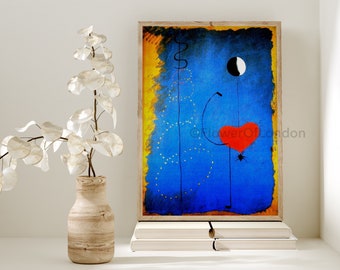 Joan Miro Print, INSTANT DOWNLOAD, Dancer Ballerina Surrealism Print, Valentine's Day Decor Gift idea Poster, Lovers Love Red Vintage Heart